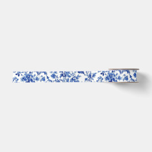 Blue Botanical Vine Toile Garden Party Satin Ribbo Ribbon