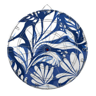 Blue Botanical Watercolor Floral Pattern Dartboard