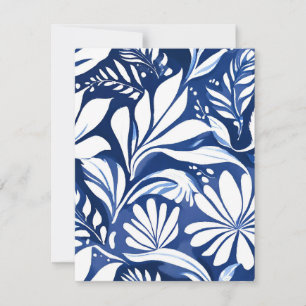 Blue Botanical Watercolor Floral Pattern Thank You Card