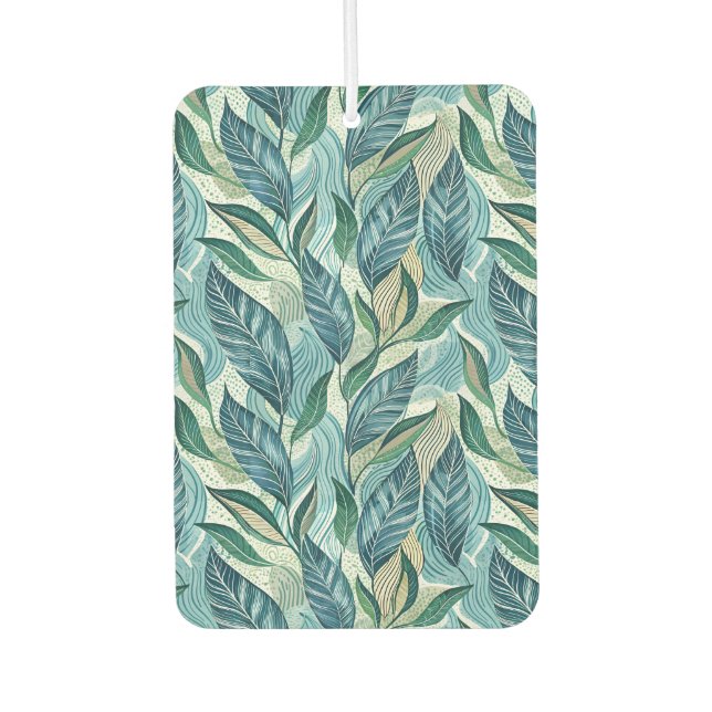 Blue Botanical Wave Modern Pattern Car Air Freshener (Front)