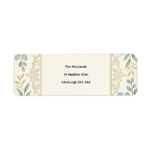 Blue Botanical Wedding Address Label