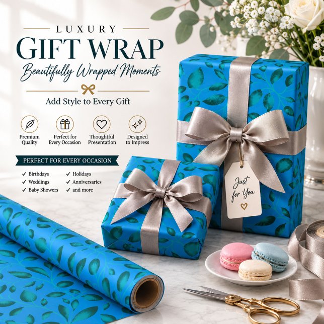 Blue Botanical Wrapping Paper (Creator Uploaded)