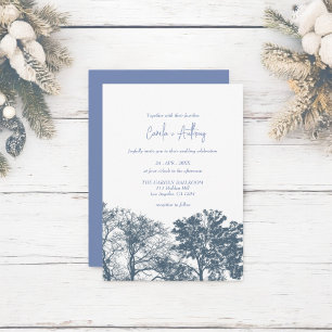 Blue Bottom Trees Boho Wedding Invitation