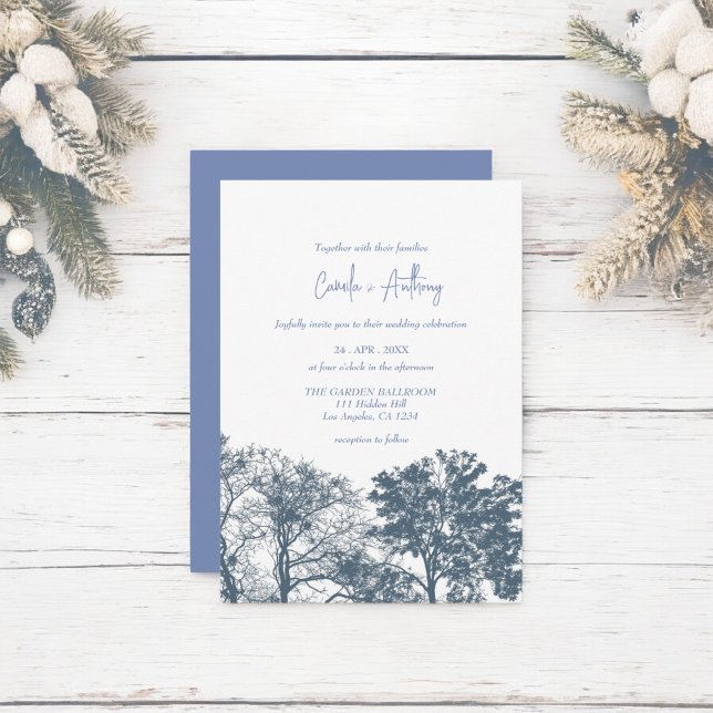 Blue Bottom Trees Boho Wedding Invitation (Creator Uploaded)