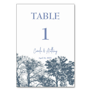 Blue Bottom Trees Boho Wedding Table Number