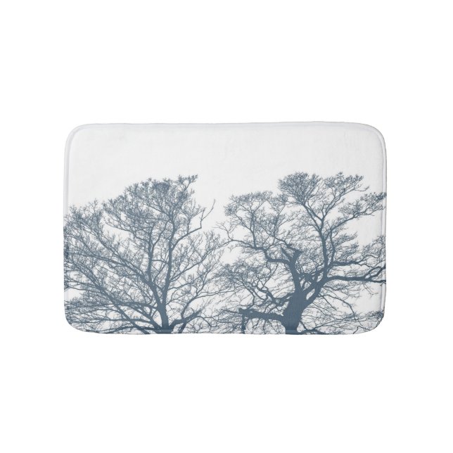 Blue Bottom Trees Tropical Boho Bath Mat (Front)