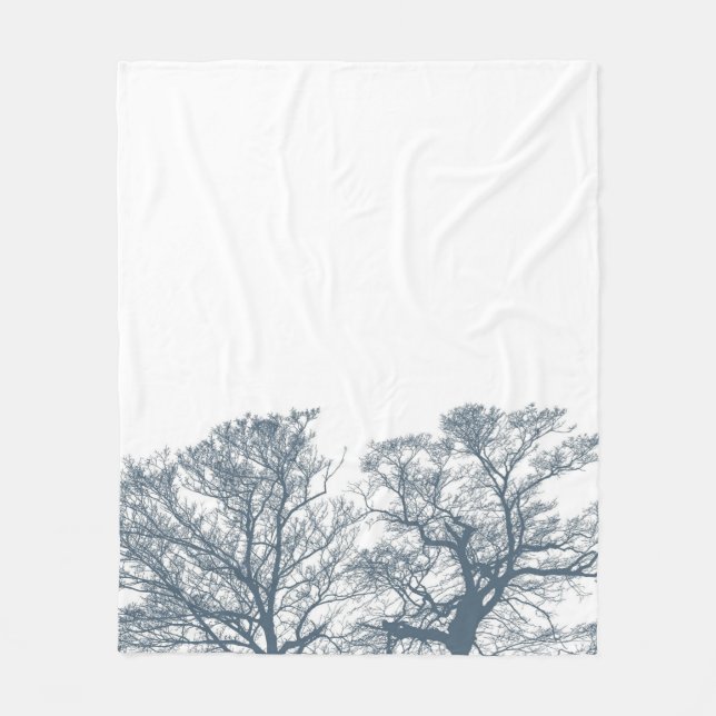 Blue Bottom Trees Tropical Boho Fleece Blanket (Front)