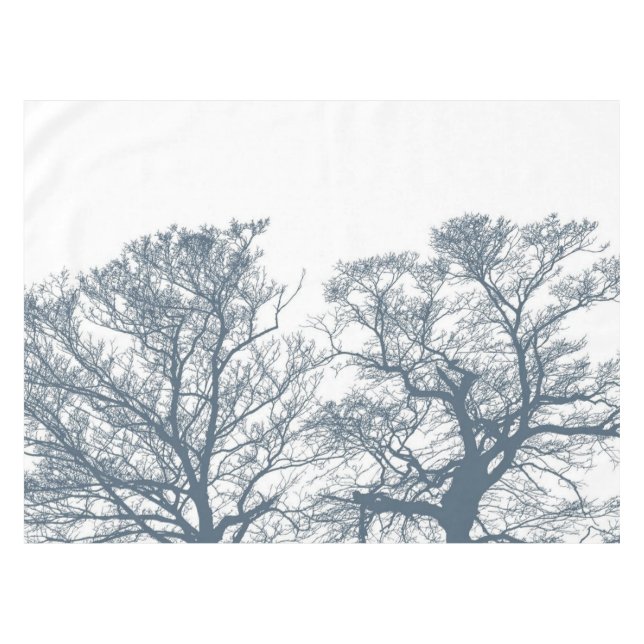 Blue Bottom Trees Tropical Boho Tablecloth (Front (Horizontal))