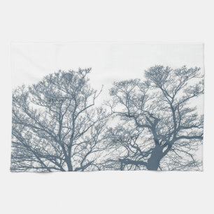 Blue Bottom Trees Tropical Boho Tea Towel