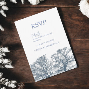 Blue Bottom Trees Tropical Boho Wedding RSVP Card