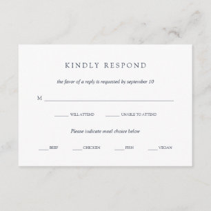 Blue Bouquet   Floral Wedding Meal Choice RSVP Card