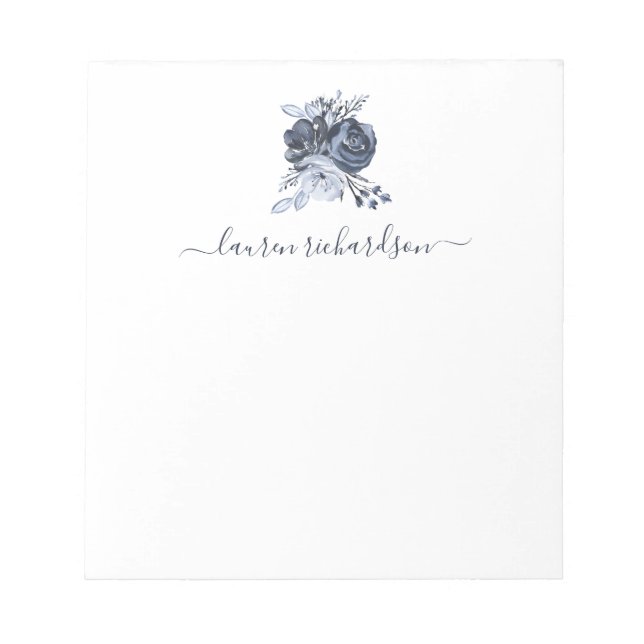 Blue Bouquet | Watercolor Floral Notepad (Front)