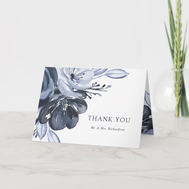 Blue Bouquet | Watercolor Floral Thank You (Front)