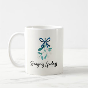 Blue Bow and Mistletoe Coffee Mug