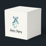 Blue Bow and Mistletoe Favour Box<br><div class="desc">Sweet Mistletoe and lovely blue ribbon. A modern style and perfect for small gifts and thank yous. A lovely,  simple style to embellish your gift giving this year.</div>