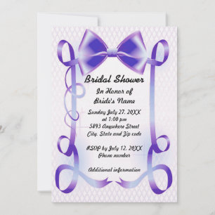 Blue Bow and Ribbon Border Bridal Shower Invite