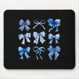 Blue Bow And Ribbon Cute Graphic For Women Mouse Mat