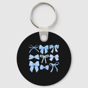 Blue Bow And Ribbon Cute Graphic Girls Women Coque Key Ring