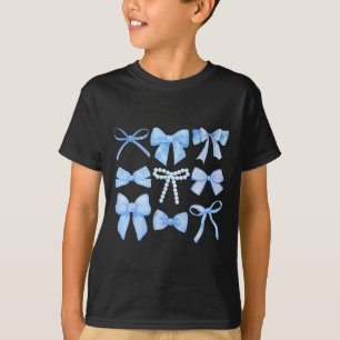 Blue Bow And Ribbon Cute Graphic Girls Women Coque T-Shirt