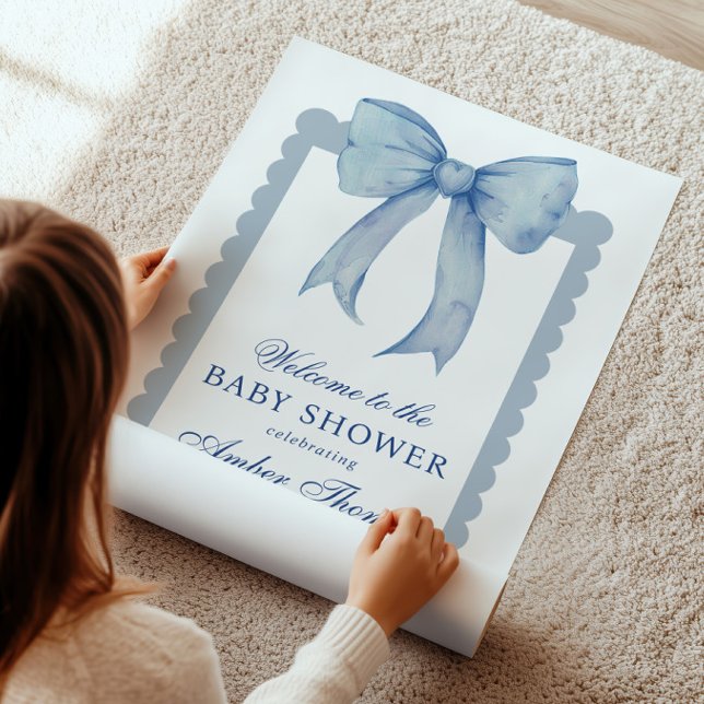 Blue Bow Baby Boy Shower Welcome Sign (Creator Uploaded)