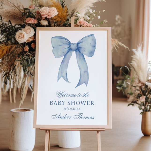 Blue Bow Baby Boy Shower Welcome Sign (Creator Uploaded)