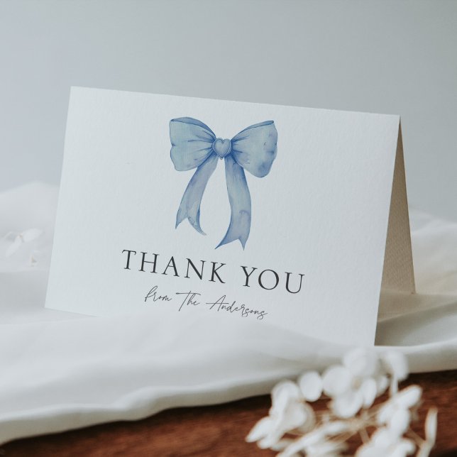 Blue Bow Baby Boy Thank You Card (Creator Uploaded)
