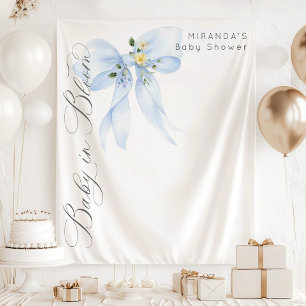 Blue Bow Baby in Bloom floral Baby Shower Tapestry