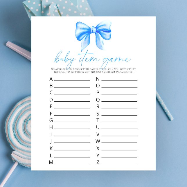 Blue bow - Baby Item Game. Baby Shower Game (Creator Uploaded)