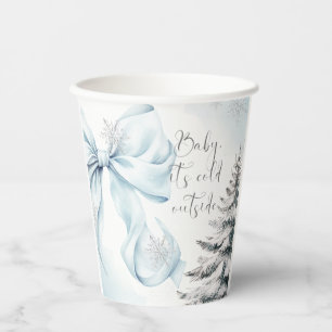 Blue Bow Baby It's Cold Outside Baby Shower  Paper Cups