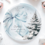 Blue Bow Baby It's Cold Outside Baby Shower  Paper Plate<br><div class="desc">The light blue bow "Baby It's Cold Outside" baby shower plate is the perfect way to entertain your guests to a chic and elegant winter-themed baby shower.</div>
