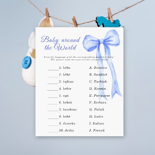 Blue bow baby shower - Baby around the world game