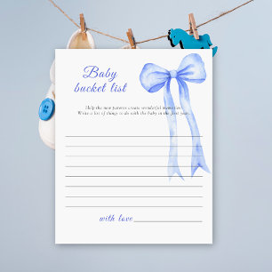 Blue bow baby shower - Baby bucket list game