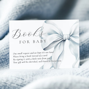Blue Bow Baby Shower Books for Baby Enclosure Card