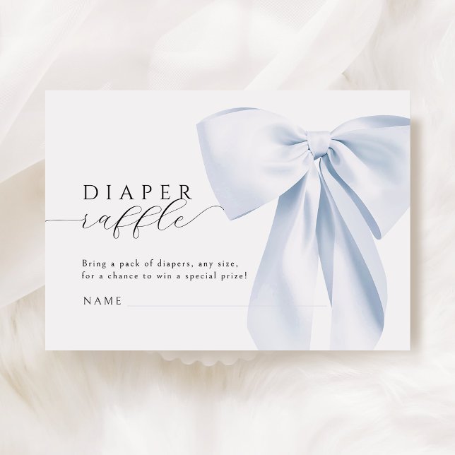 Blue Bow Baby Shower Diaper Raffle  Enclosure Card (Creator Uploaded)