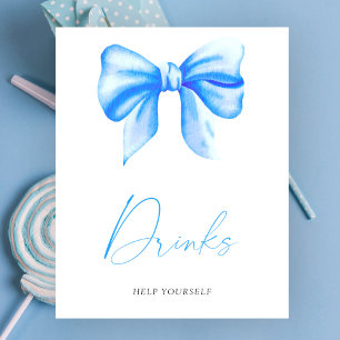 Blue bow baby shower - Drinks  Poster