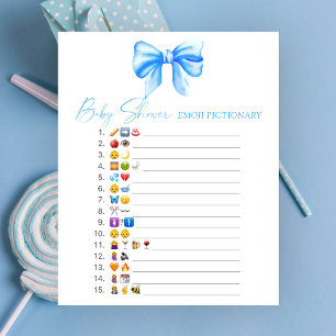 blue bow baby shower emoji Pictionary game