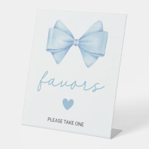 Blue Bow Baby Shower Favours Pedestal Sign