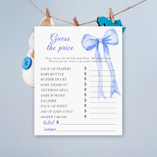 Blue bow baby shower - Guess the price Game