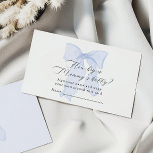 Blue Bow Baby Shower How big is Mummy’s belly Enclosure Card