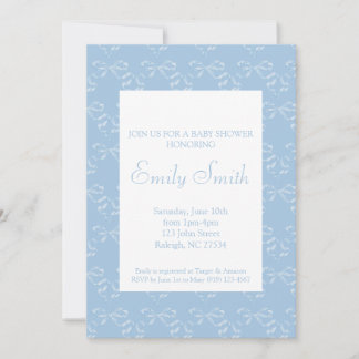 Blue Bow Baby Shower Invitation