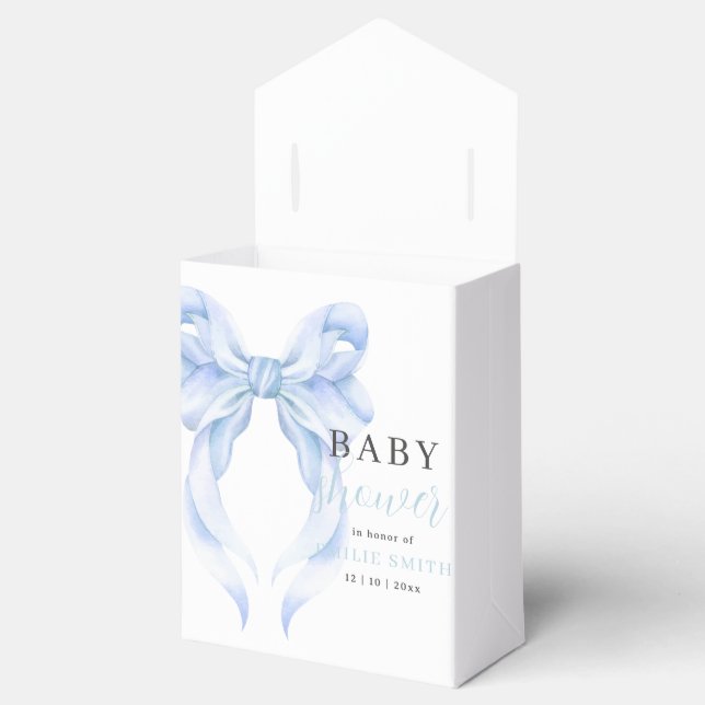 Blue Bow Baby Shower Invitation, Boy Baby Shower Favour Box (Opened)