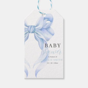 Blue Bow Baby Shower Invitation, Boy Baby Shower Gift Tags