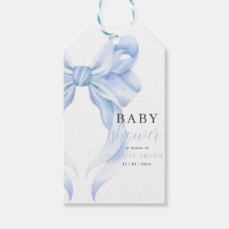 Blue Bow Baby Shower Invitation, Boy Baby Shower Gift Tags