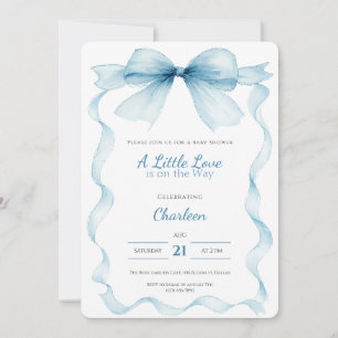 Blue Bow Baby Shower Invitation Coquette