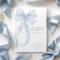 Blue Bow Baby Shower Invitation Template Printable