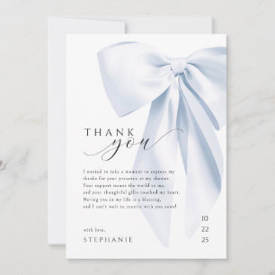 Blue Bow Baby Shower Thank You Card 5x7