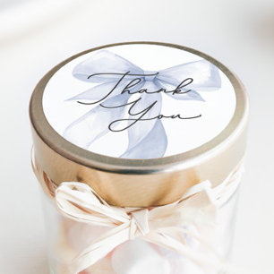 Blue Bow Baby Shower Thank You Favor Classic Round Sticker