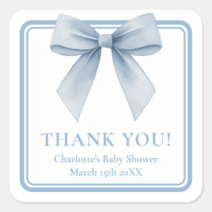 Blue Bow Baby Shower Thank You Favor Sticker