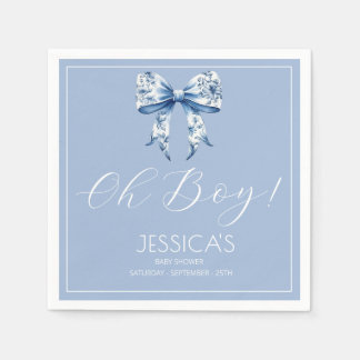 Blue Bow Baby Shower Watercolor Napkin