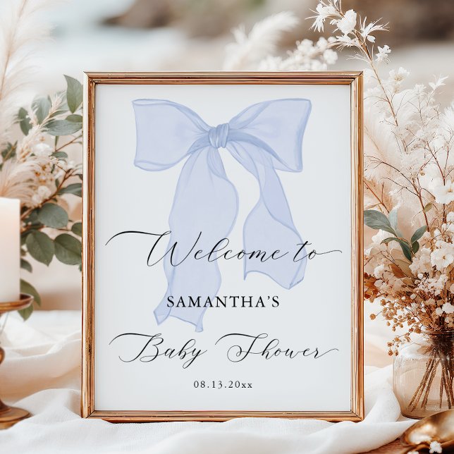 Blue Bow Baby Shower Welcome Poster (Creator Uploaded)